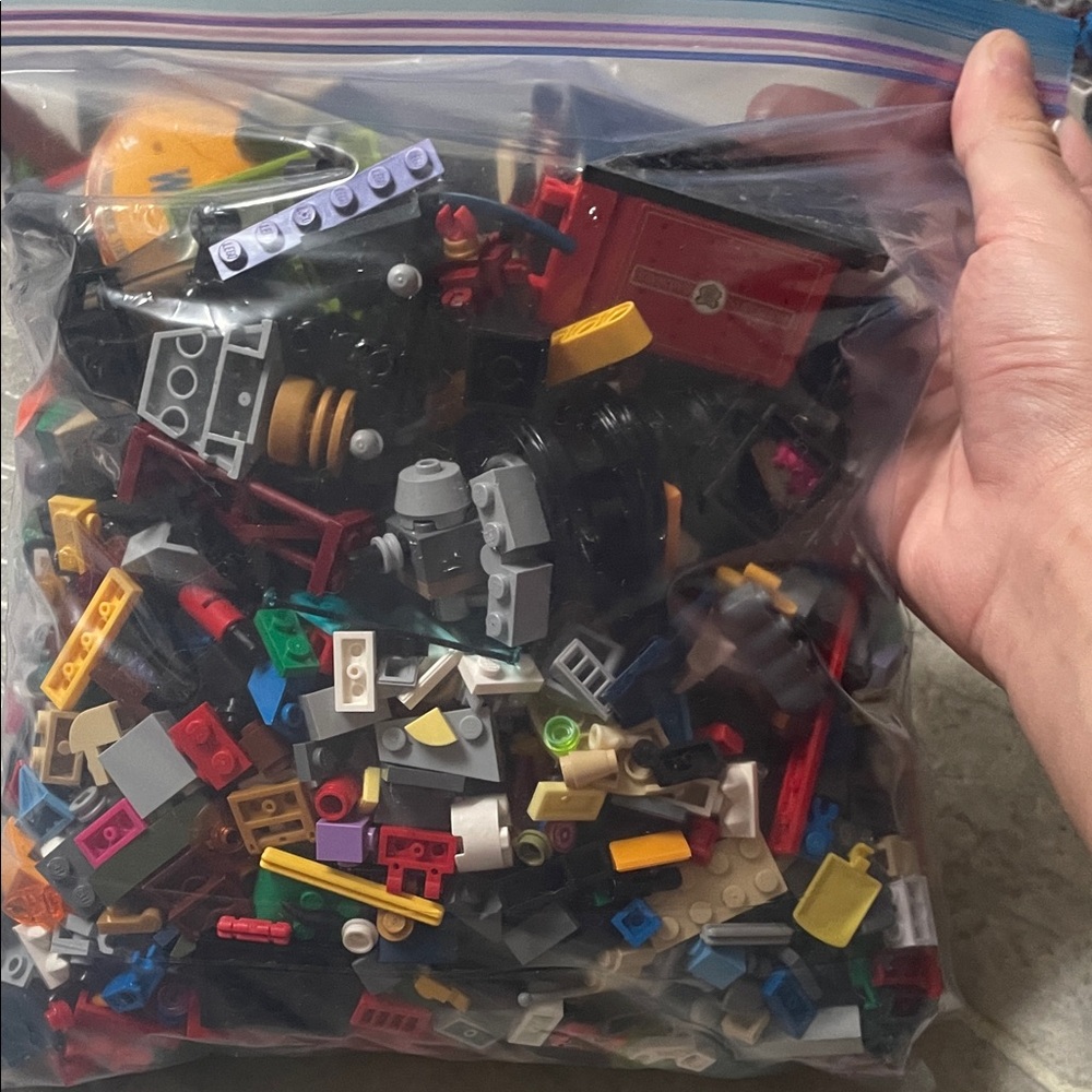 Colorful randomly assorted Lego bricks and pieces